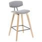 Armen Living Fox Bar Height Stool with Gray Upholstery in Patterned Oak, , large