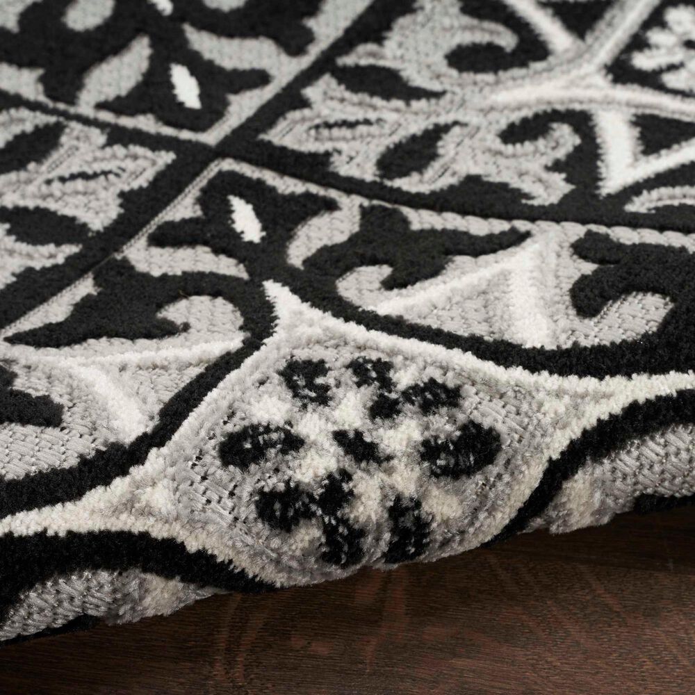 Nourison Aloha 5&#39;3&quot; x 7&#39;5&quot; Black White Indoor/Outdoor Area Rug, , large