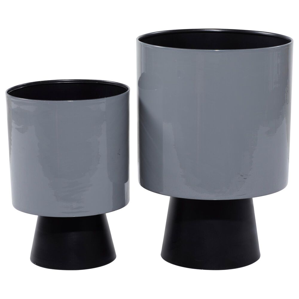 Maple and Jade 14" Modern Metal Planter Grey, , large