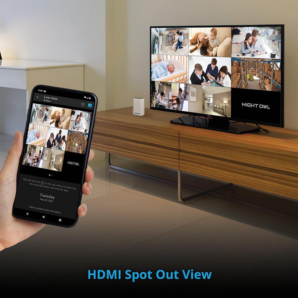 Night Owl Expandable Wi-Fi Security Hub with 3 Wire Free 2K Deterrence Cameras in White, , large