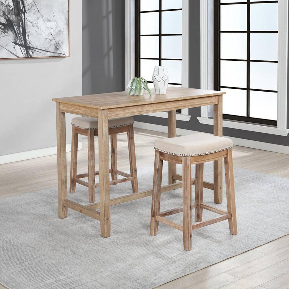 Linon Home Decor Claridge Counter Height Pub Table in Distressed Natural - Table Only, , large