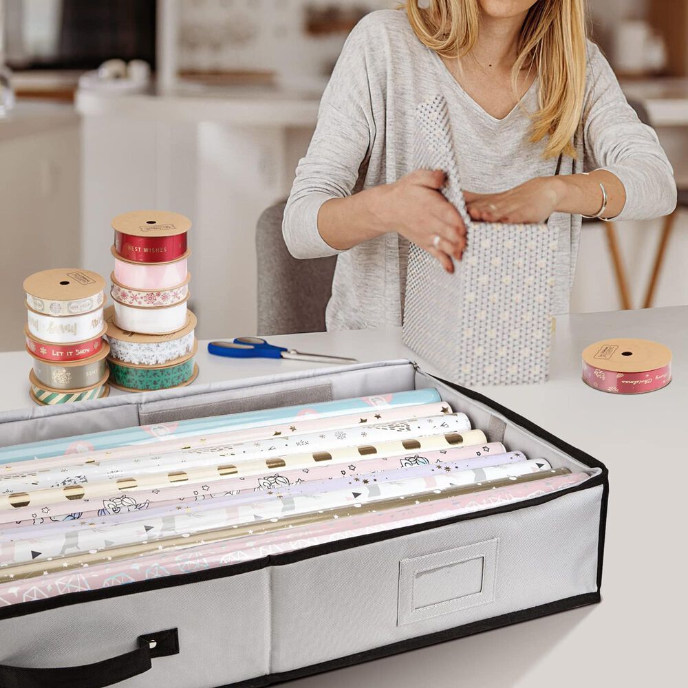 HOMLUX 40" Christmas Wrapping Paper Storage Organizer in Grey, , large