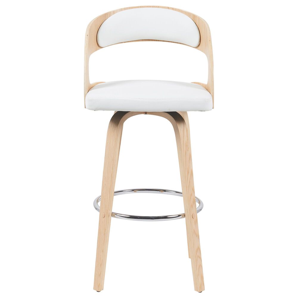 Armen Living Shelly Swivel Bar Height Stool in Oak, , large