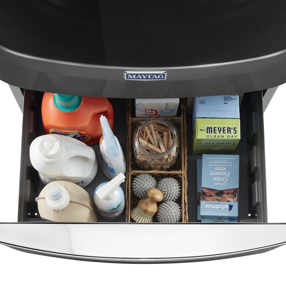 Maytag 5 Cu. Ft. Front Load Washer and 7.3 Cu. Ft. Gas Dryer Laundry Pair with Pedestal in Metallic Slate, , large
