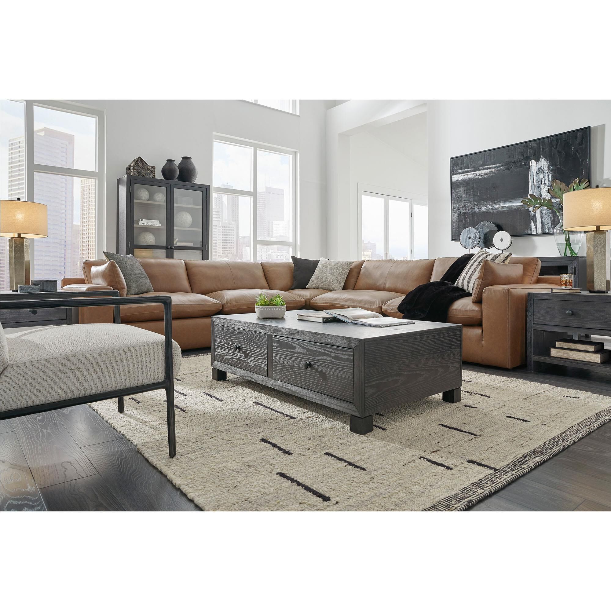 Ashley Emilia 5-Piece L-Shaped Sectional in Caramel