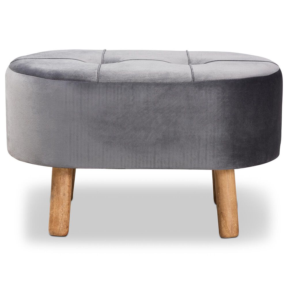 Baxton Studio Simone Upholstered Ottoman in Grey, , large