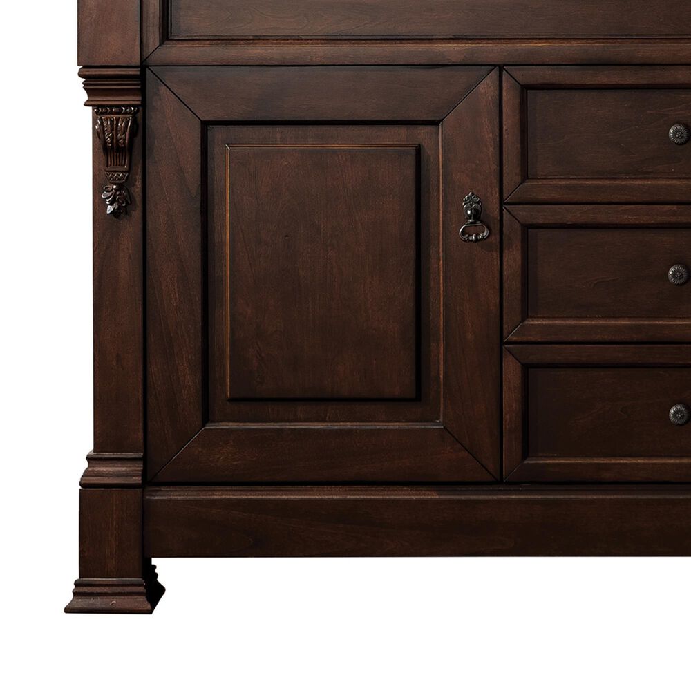 James Martin Vanities Brookfield 60&quot; Double Bathroom Vanity in Burnished Mahogany with 3 cm Lime Delight Quartz Top and Rectangular Sinks, , large