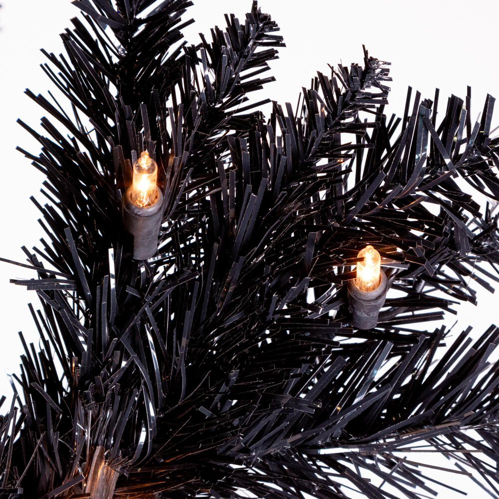 The Gerson Company 7.5&#39; Pre-Lit Tuscany Tinsel Christmas Tree in Black, , large