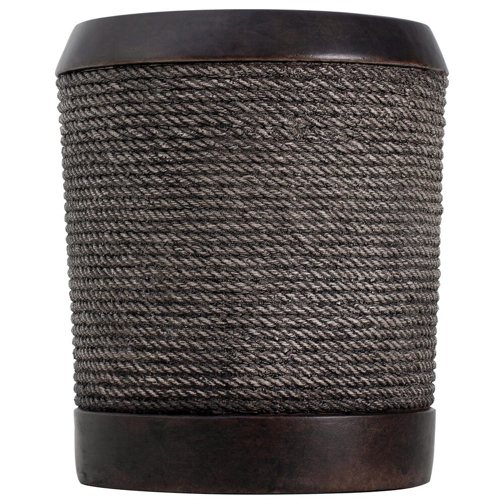 Hearth and Haven Outdoor Side Table with Braided Cord Design and Vintage Trim in Dark Brown, , large