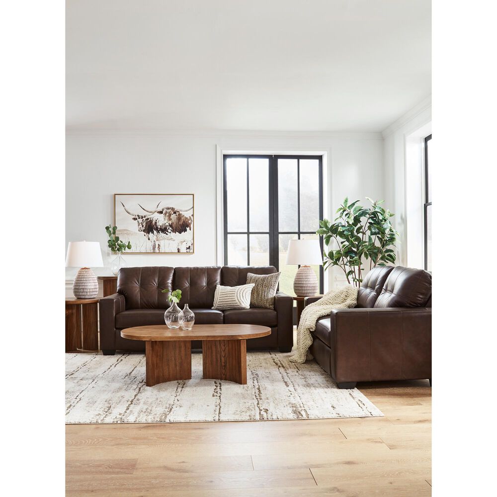 Ashley Santorine Stationary Sofa in Dark Brown, , large