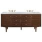 James Martin Vanities Amberly 72" Double Bathroom Vanity in Walnut with 3 cm Arctic Fall Solid Surface Top and Rectangular Sinks, , large