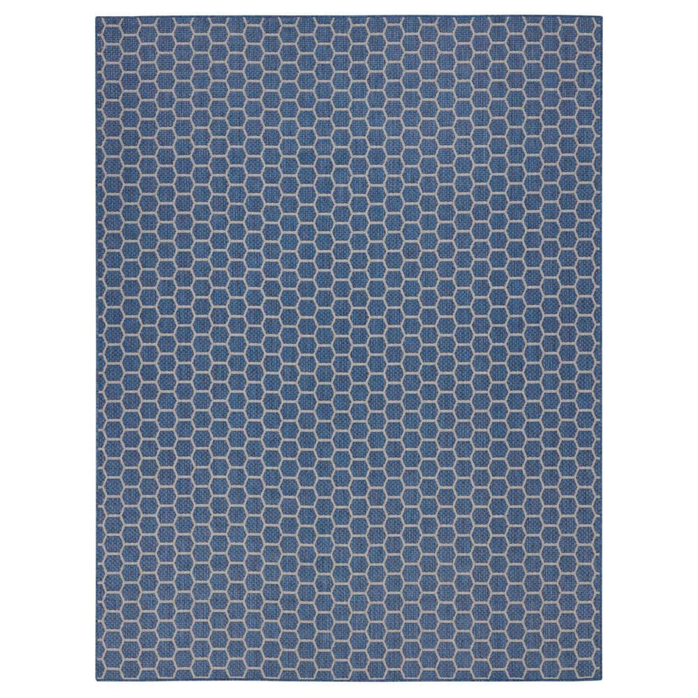 Nourison Twist Reversible 9" x 12" Blue Indoor/Outdoor Area Rug, , large