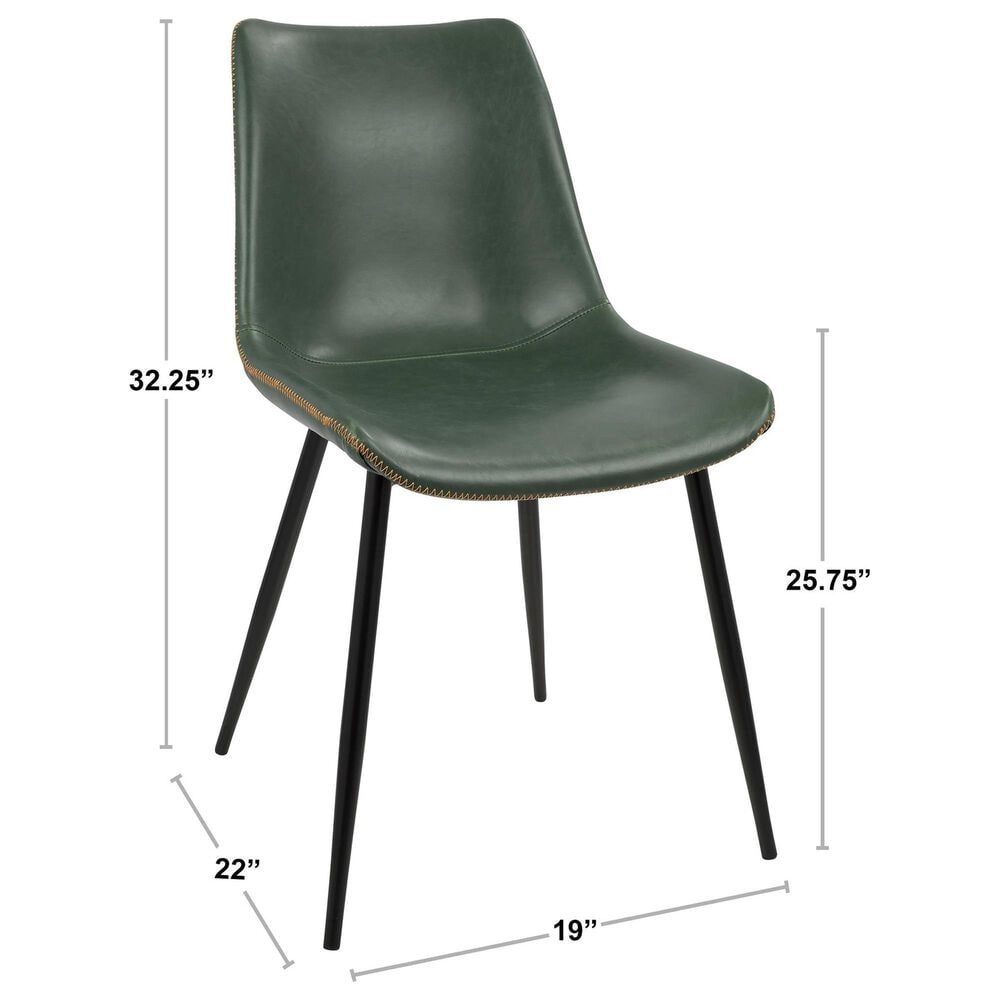 LumiSource Durango Side Chair with Green Upholstered in Black (Set of 2), , large