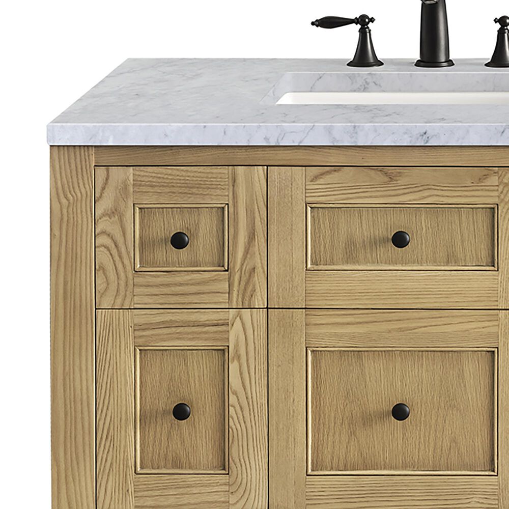 James Martin Vanities Breckenridge 72&quot; Double Bathroom Vanity in Light Natural Oak with 3 cm Carrara White Marble Top and Rectangular Sinks, , large
