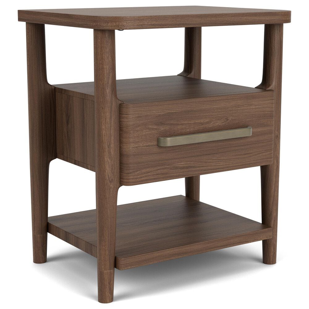 Riverside Furniture Delia 1 Drawer 2 Shelf Nightstand in Nouveau Walnut, , large