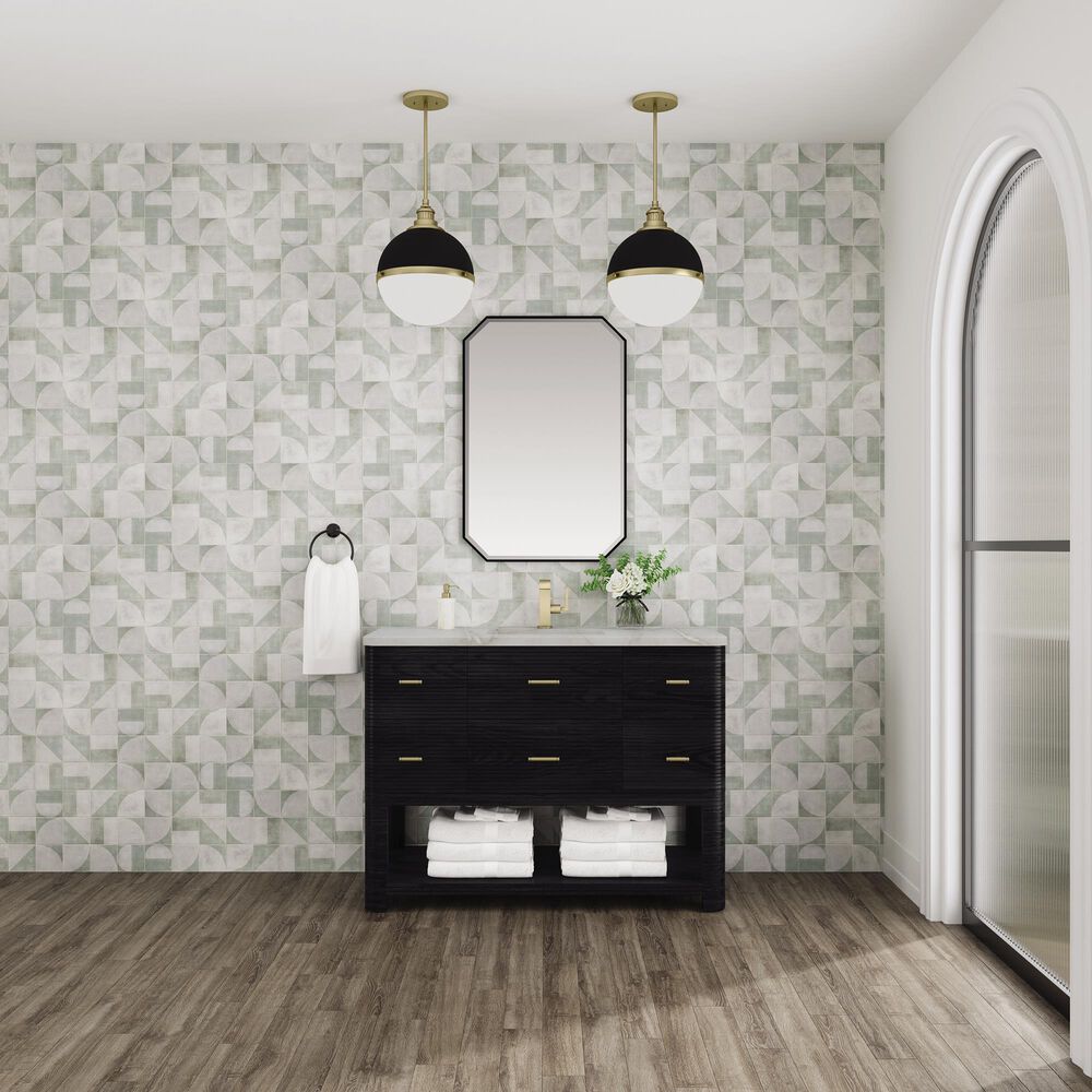 James Martin Vanities Lucian 48&quot; Single Vanity in Carbon Oak with 3 cm Victorian Silver Quartz Top, , large