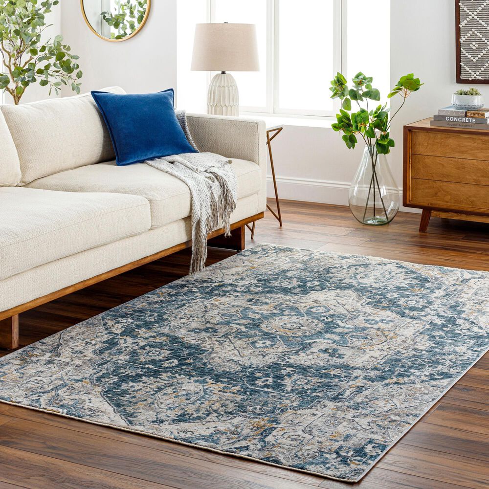 Surya Cardiff CDF-2307 Deep Teal, Blue, Light Gray, Medium Gray, Charcoal and Camel 9' x 12'2" Area Rug, , large