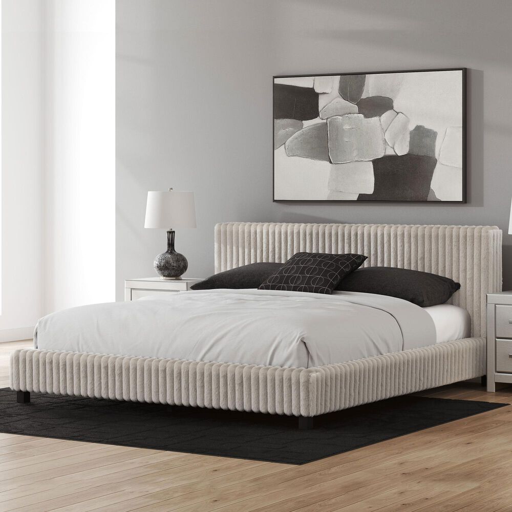 Ashley Zuraleus California King Upholstered Platform Bed in Gray, , large