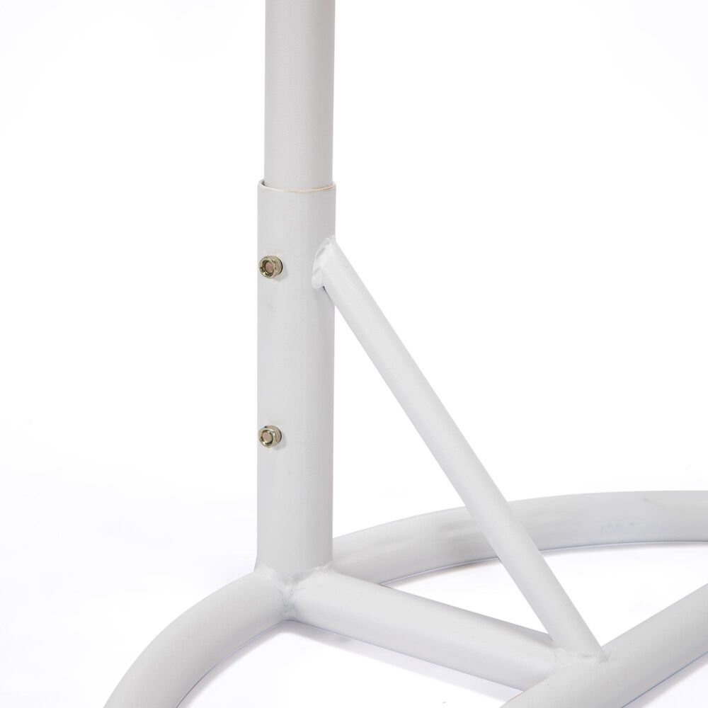 Leisuremod Patio Hanging Egg Swing Chair with Taupe Cushion in White, , large