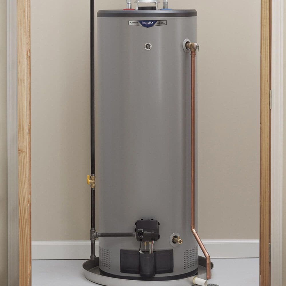 GE Appliances RealMAX Platinum 50-Gallon Tall Natural Gas Atmospheric Water Heater in Gray, , large