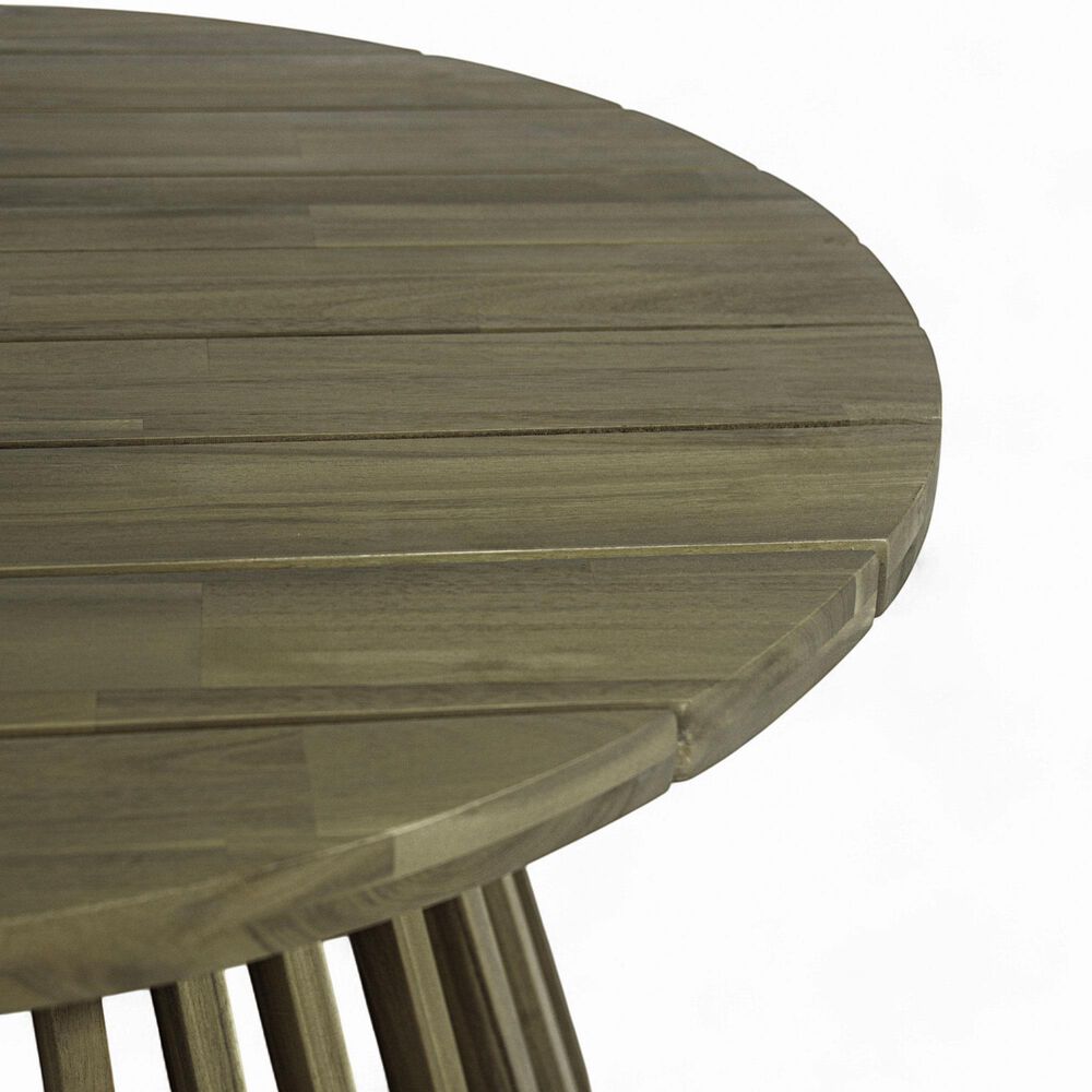 Hearth and Haven Outdoor Round Coffee Table with Slatted Base in Gray, , large