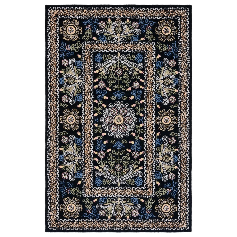 Safavieh Micro-Loop 6" x 9" Black and Green Area Rug, , large