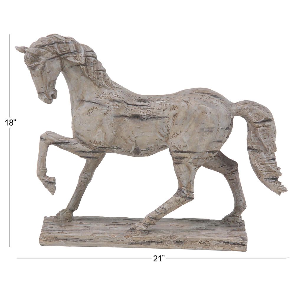Maple and Jade 18&quot; Vintage Polystone Horse Sculpture in Beige, , large
