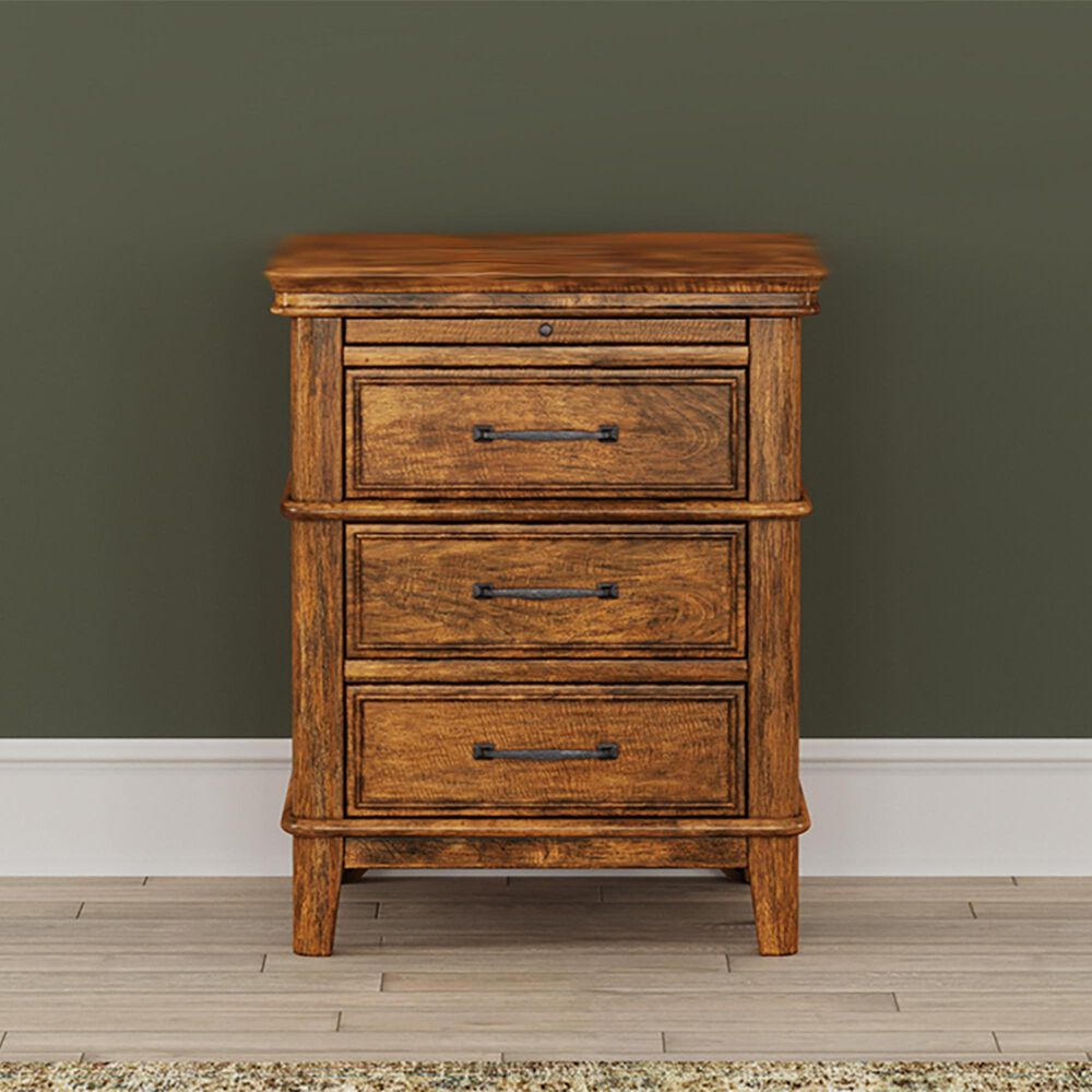 A-America Bandalier King Bed with Two Nightstands in Warm Russet, , large