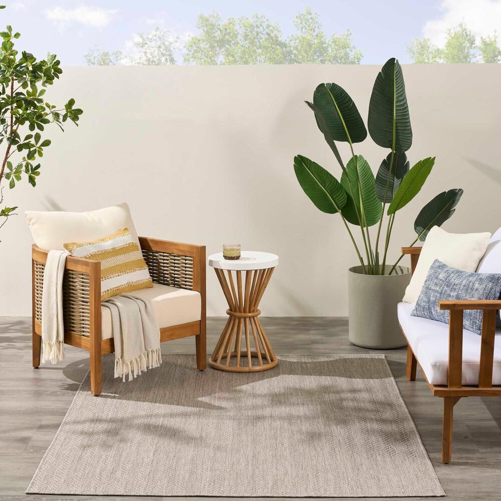 Nourison Horizon HOZ02 Grey 5&#39; x 7&#39; Indoor/Outdoor Area Rug, , large