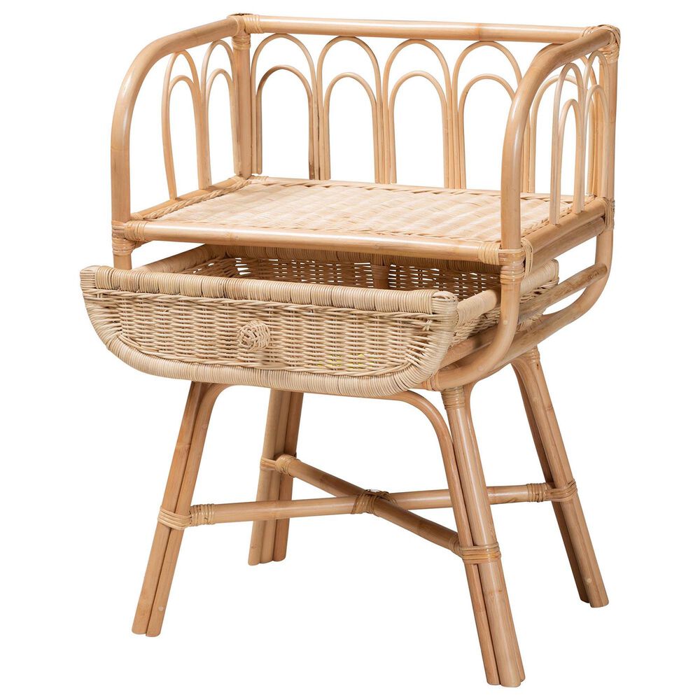 Baxton Studio Panchali 1-Drawer Rattan Nightstand in Natural Brown, , large