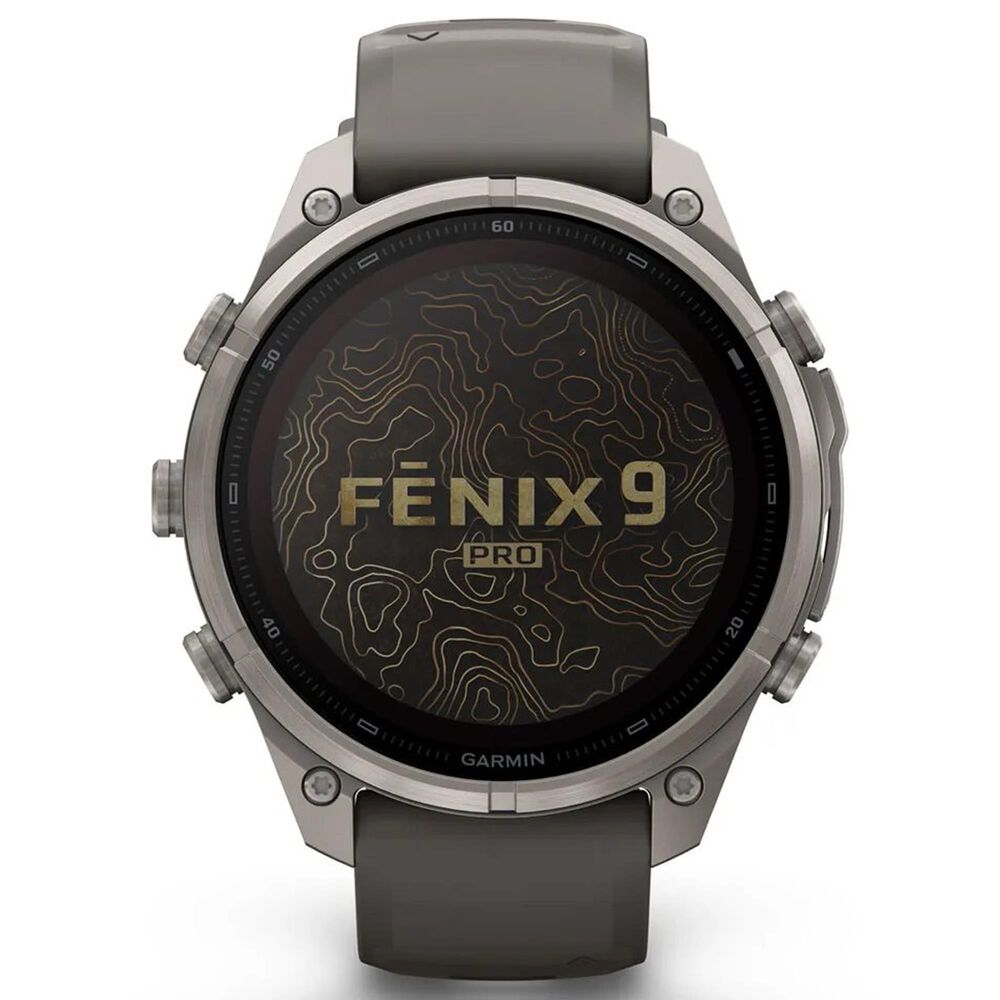 Garmin fenix 9 Pro inReach Solar Smartwatch 47mm Titanium with Pebble Gray and Silver Gray Silicone Band, , large