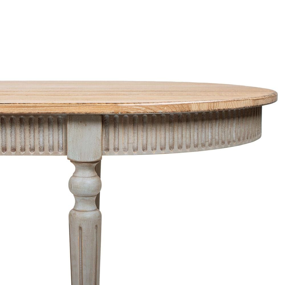 Jennifer Taylor Home Colette Oval Dining Table in Antique Natural Brown and Antique Blue-Grey - Table Only, , large