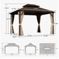 HOMLUX 10" x 12" Outdoor Hardtop Gazebo with Galvanized Steel Double Roof in Brown, , large