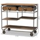 Baxton Studio Grant 2-Drawer Kitchen Cart in Oak Brown and Black, , large