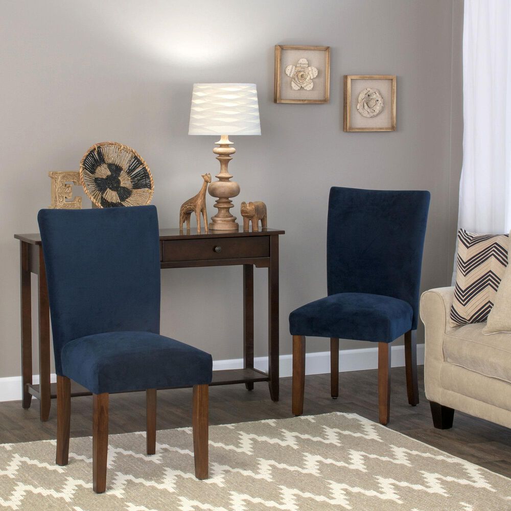 Kinfine Parsons Dining Chair with Dark Navy Cushion in Dark Walnut &#40;Set of 2&#41;, , large