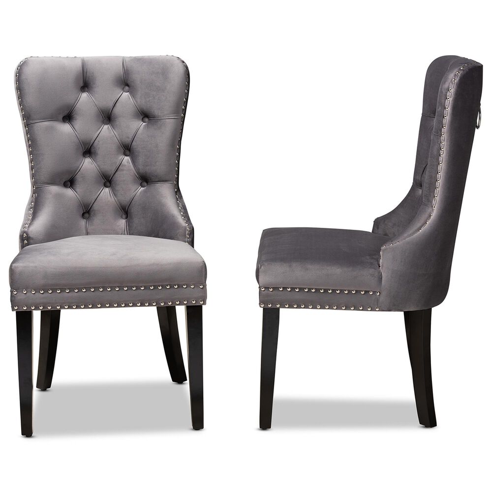 Baxton Studio Remy Side Chair with Grey Cushion in Espresso (Set of 2), , large