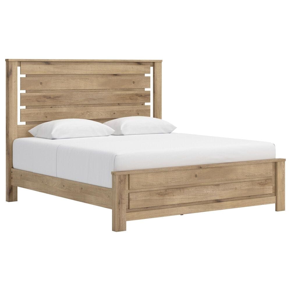 Ashley Brozmont 5 Piece King Platform Panel Bedroom Set in Natural Brown, , large