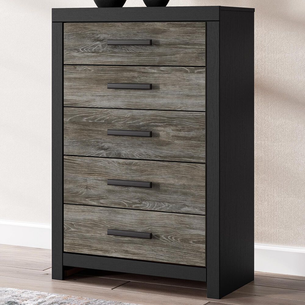 Ashley Broachmyn 5 Drawer Chest in Warm Gray and Matte Black, , large
