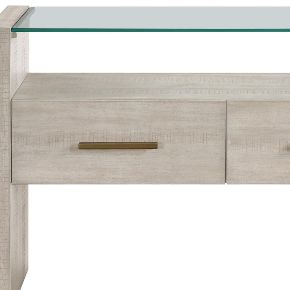 Steve Silver Garland Sofa Table in Washed Parchment and Clear, , large