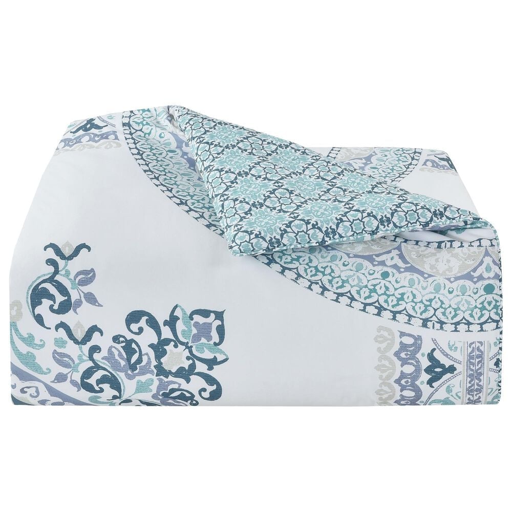 J. Queen New York Afton 4-Piece King Comforter Set in Blue and White, , large