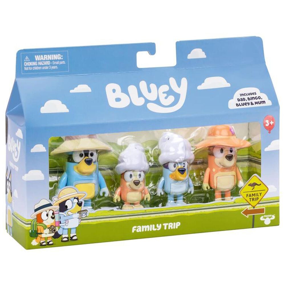 Bluey Bluey 4-Pack Family Trip Action Figure, , large