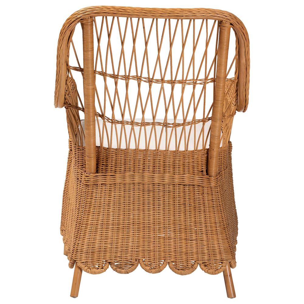 Baxton Studio Teresa Arm Chair with Light Honey Rattan in White, , large