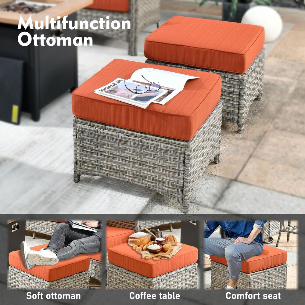 HOMLUX 6-Piece Patio Conversation Set with Coffee Table in Orange Red, , large