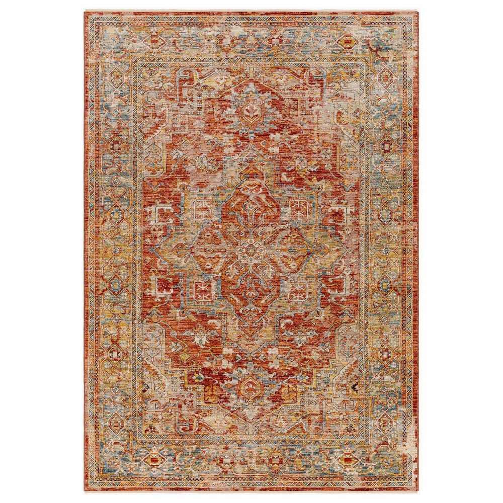 Surya Aspendos APS-2322 10" x 13"11" Rust, Teal, Mustard, Black, Medium Gray, Charcoal and Light Beige Area Rug, , large