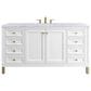 James Martin Vanities Chicago 60" Single Bathroom Vanity in Glossy White with 3 cm Arctic Fall Solid Surface Top and Rectangular Sink, , large