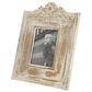 Maple and Jade Vintage Hand-Carved Flower Photo Frame in Whitewashed and Natural Brown, , large