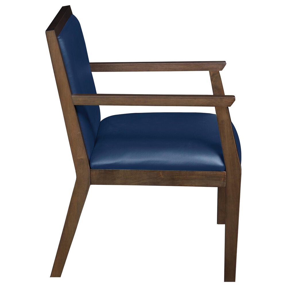 Regency Global Sourcing Regent WallGuard Guest and Reception Side Chair with Navy Blue Cushion in Neo Walnut, , large