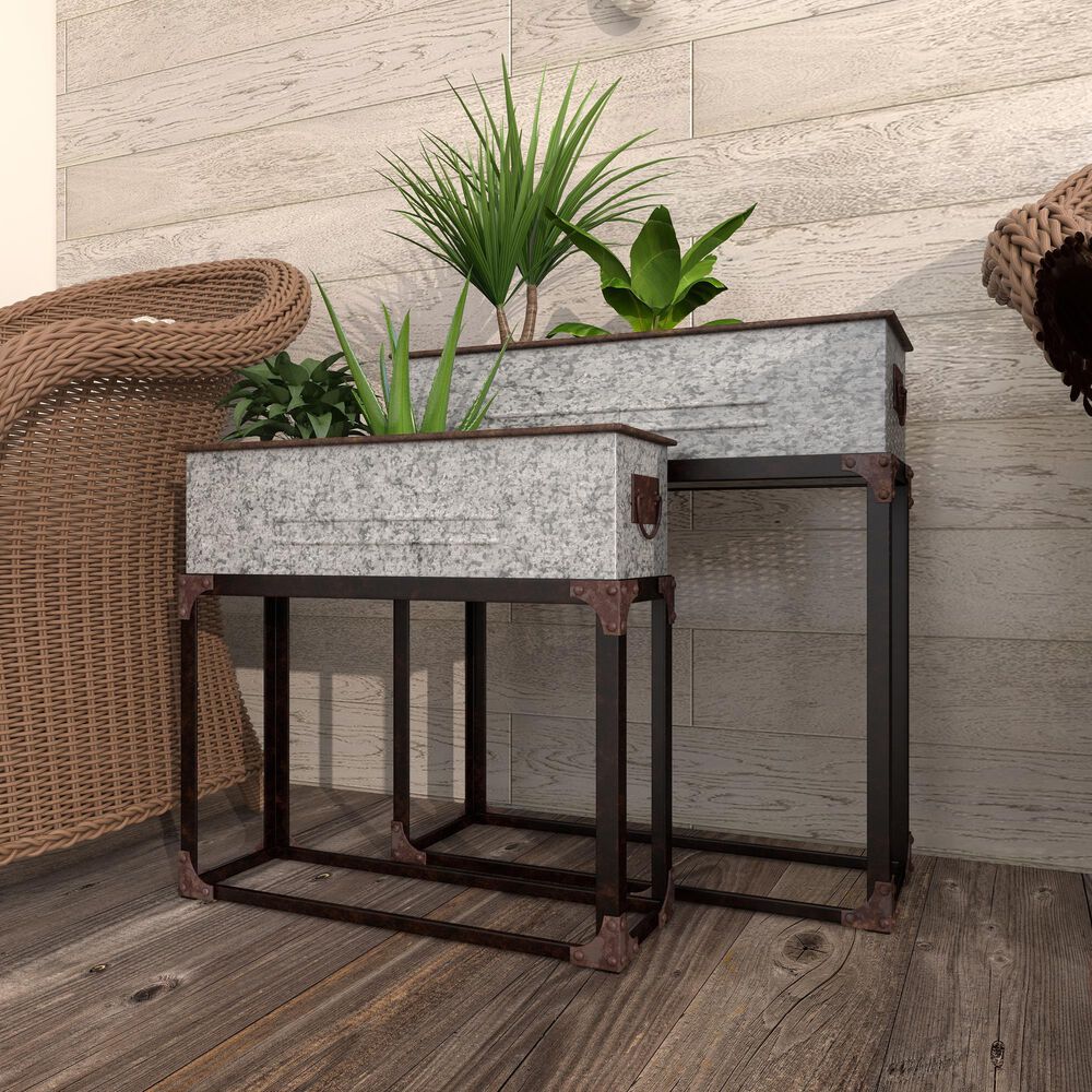 Maple and Jade Farmhouse Planter in Gray &#40;Set of 2&#41;, , large