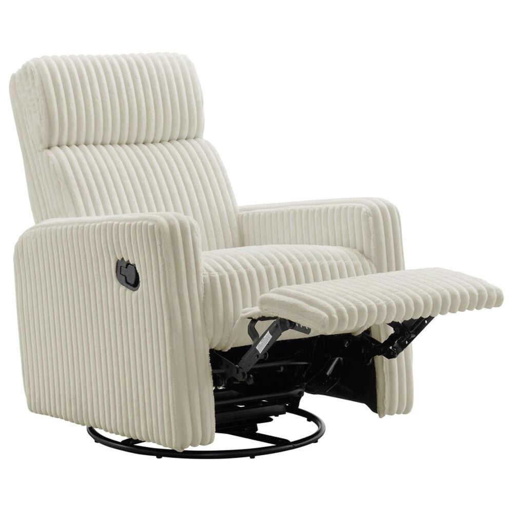 Oxford Baby Layton Swivel Glider Recliner in Corduroy Pearl White, , large
