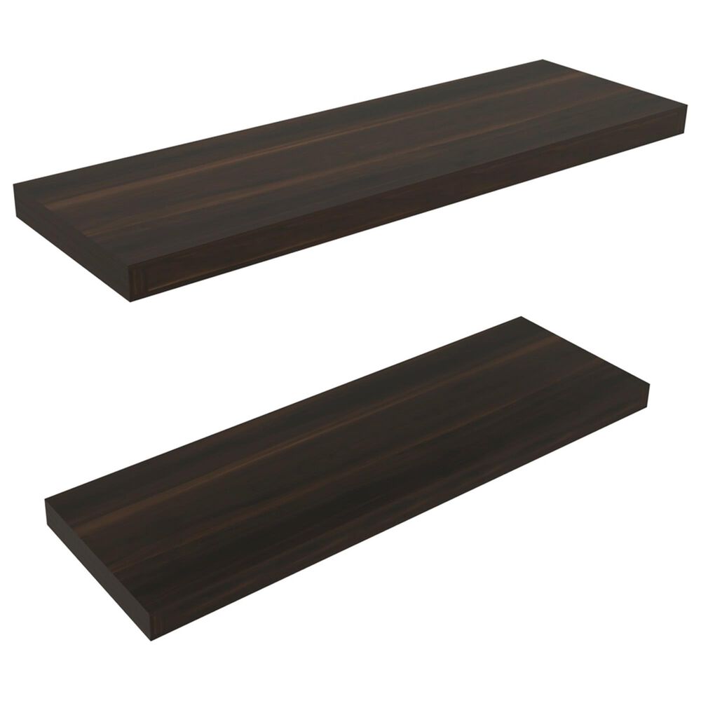 Hearth and Haven Ecco32" Floating Wall Shelf with Space-Saving Design in Dark Oak (Set of 2), , large